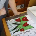 Leaded stained glass window being made by one of our students on a regular course