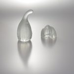 cast glass gourd (on the left) and cast glass lime (on the right), each available to buy separately