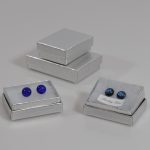 Silver colour gift boxes with separate lids great for jewellery. Shown here with stud earrings which are available to purchase separately..