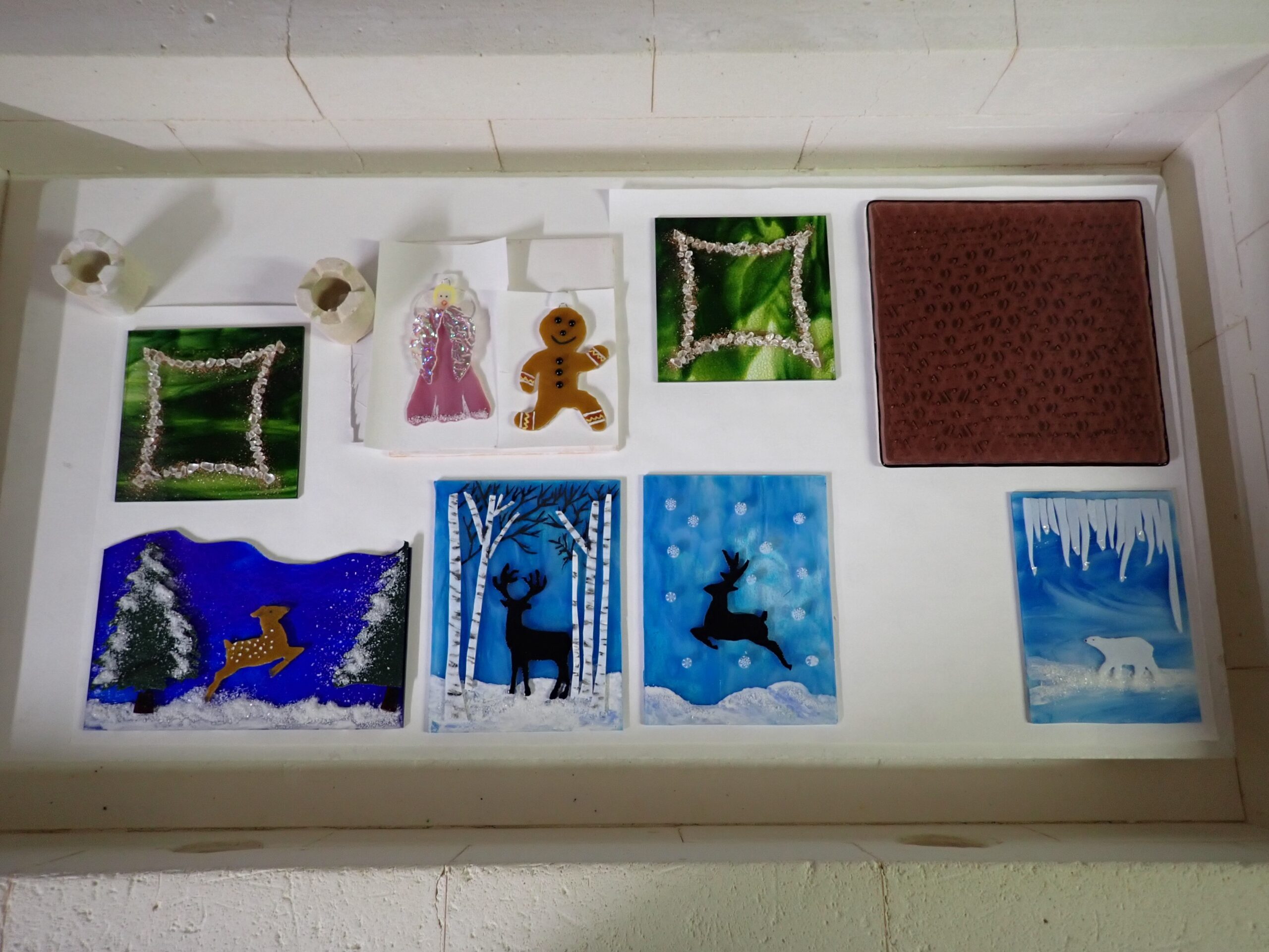 Fused glass for Christmas in the kiln